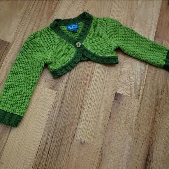 Children's Place Baby Green Knitted Sweater Bolero Jacket - Picture 4 of 7